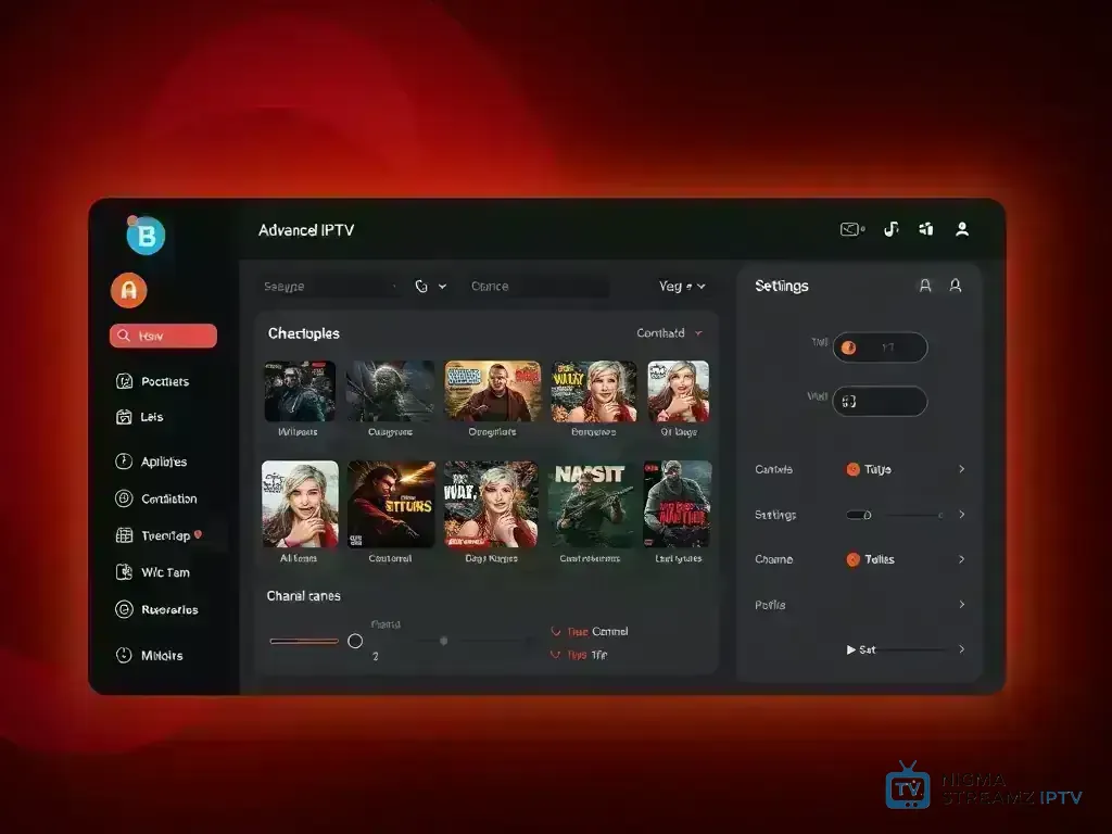 Dashboard showing Nigma Streamz IPTV advanced features