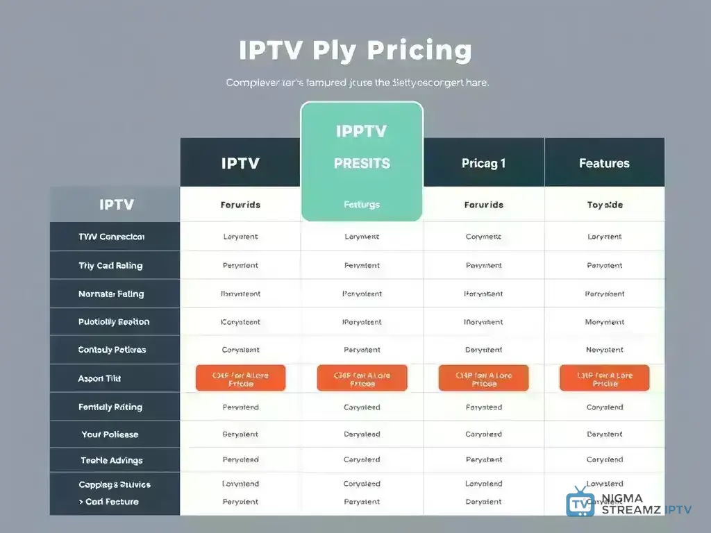 Comparison chart of Nigma Streamz IPTV pricing plans