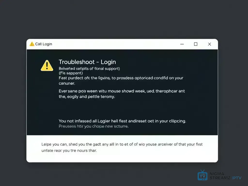Login error screen with troubleshooting tips